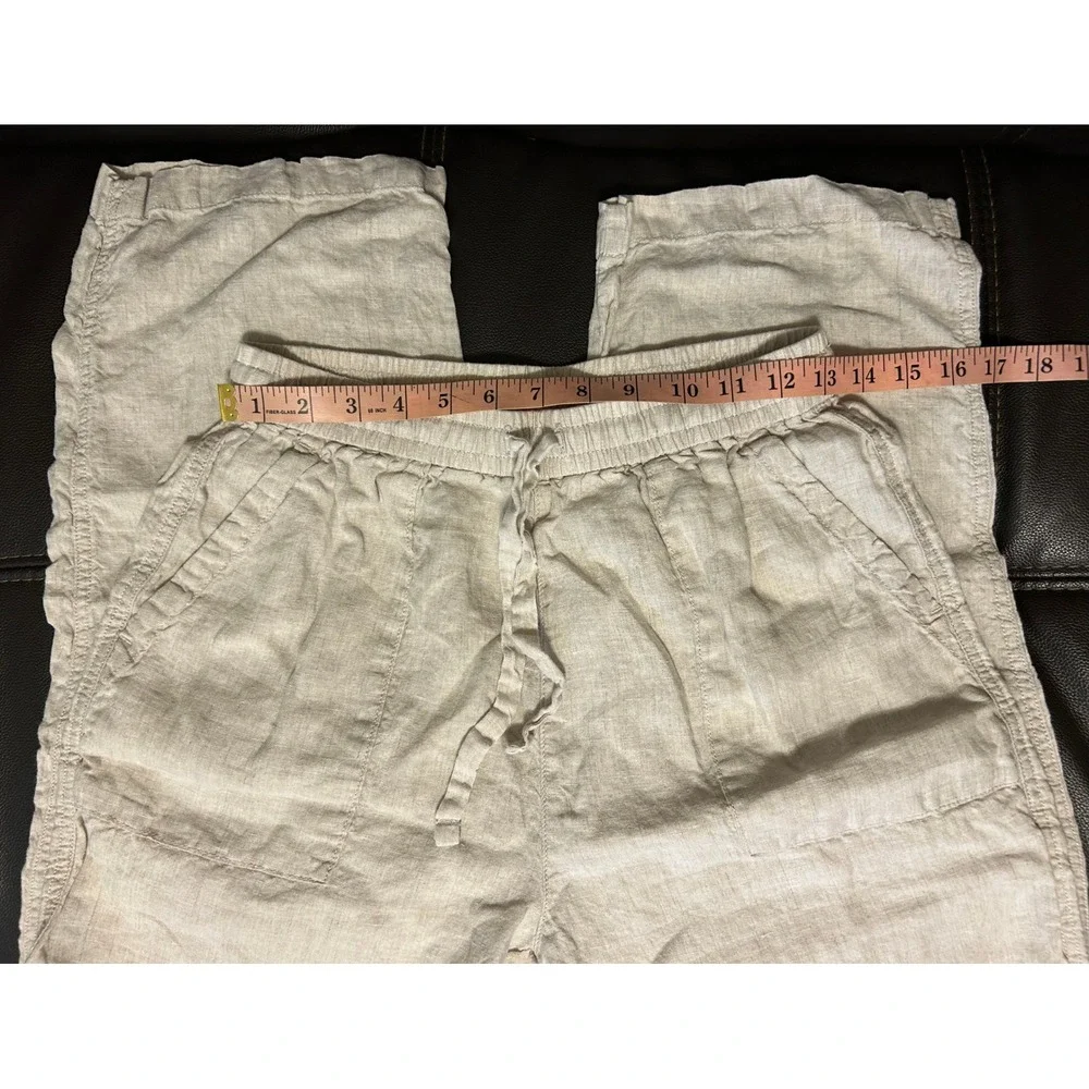 Banana Republic Beige Linen Straight Leg Drawstring Pants. Women's Size Small.